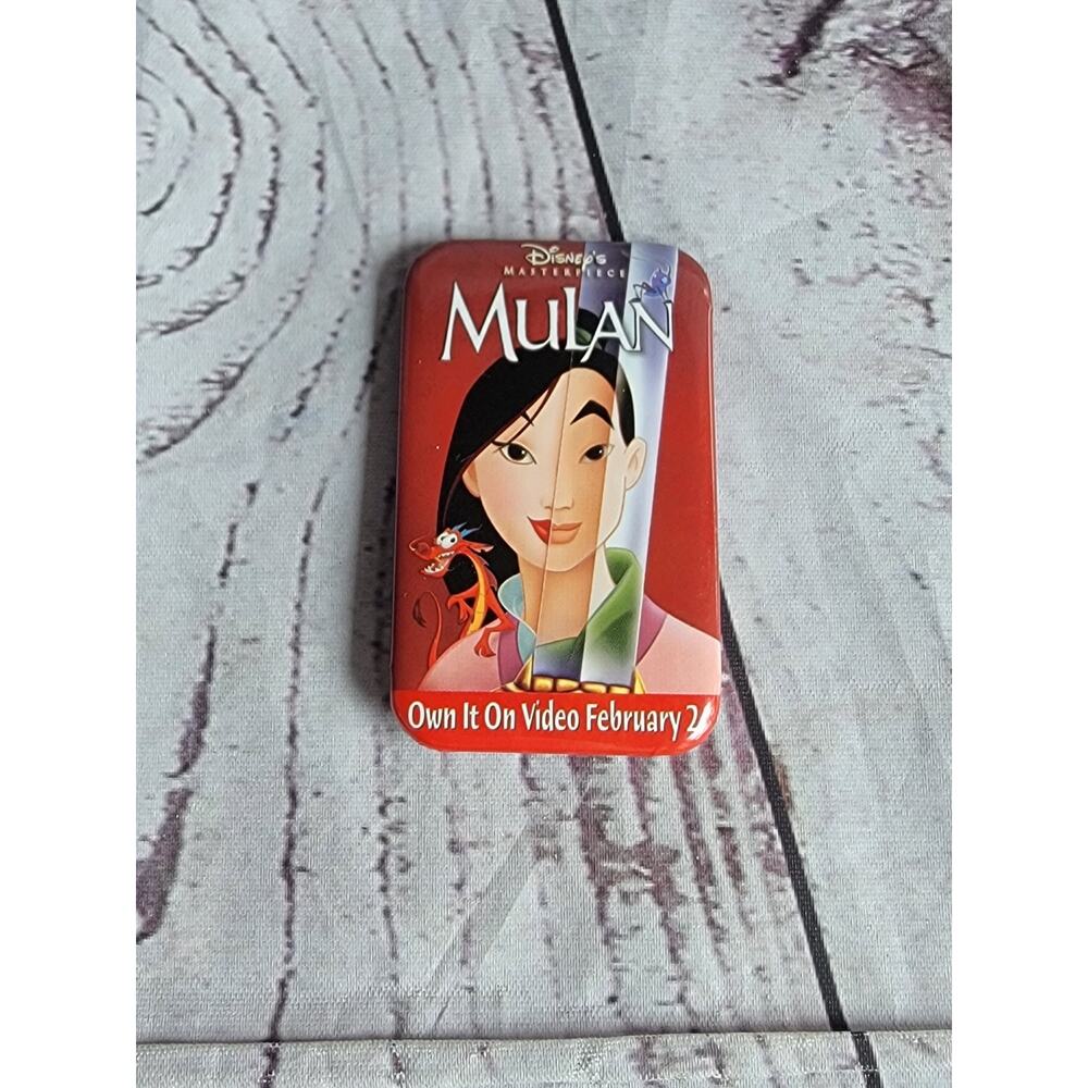 Disney Masterpiece Collectible Button Mulan Movie Video Promo Pin Back